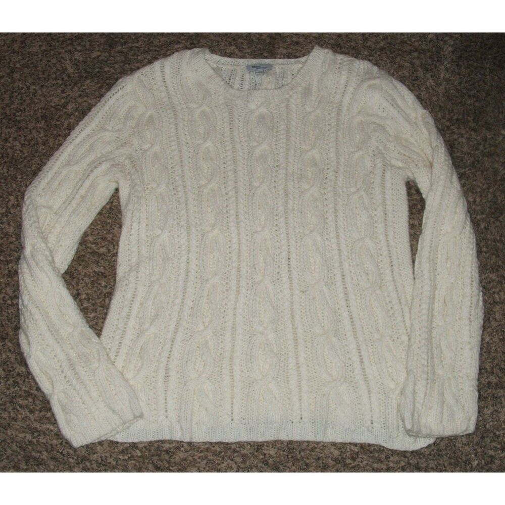 Ivory Sz Small Casual or Dress Cable Knit Wool Blend Cozy Sweater MIMI MATERNITY